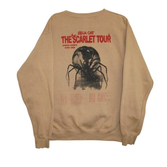Doja Cat The Scarlet Tour Crewneck Sweatshirt L Beige Concert Spider Graphic - Picture 3 of 3
